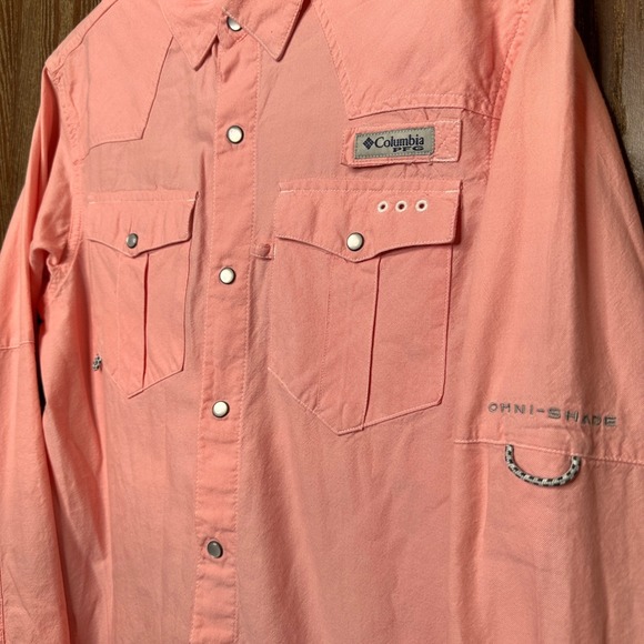 Columbia PFG Pearl Snap Omni Shade Long Sleeve Fishing Shirt S/P Cotton Outdoor - Picture 3 of 7